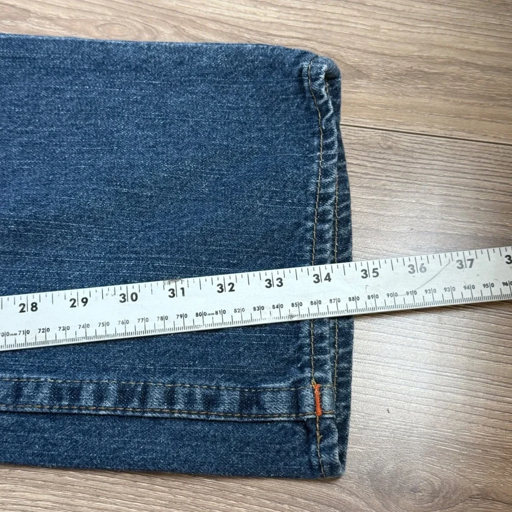 True Religion Ricky Straight Jeans Mens 34 Blue Embroidered Pocket USA Made RARE